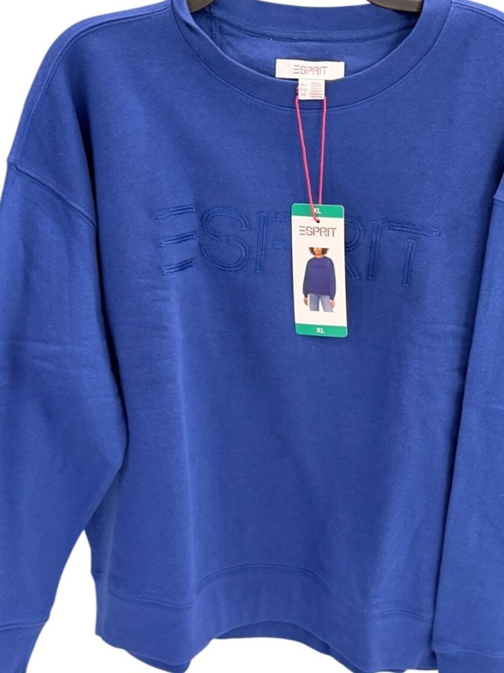 Esprit Gen X Trendy NWT XL Blue Embroidered Logo Sweatshirt